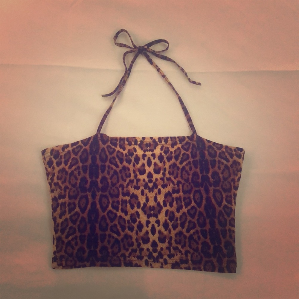 Leopard Print Halter Crop Top